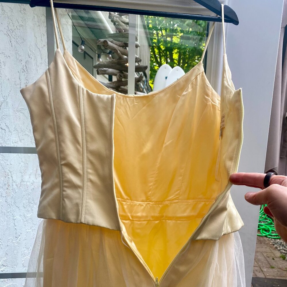 Vintage Jessica McClintock for Gunne Sax Butter yellow corset gown size 13 - Picture 5 of 13